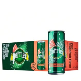 Perrier Pink Grapefruit Carbonated Water Pack x 10 (250ml Can)